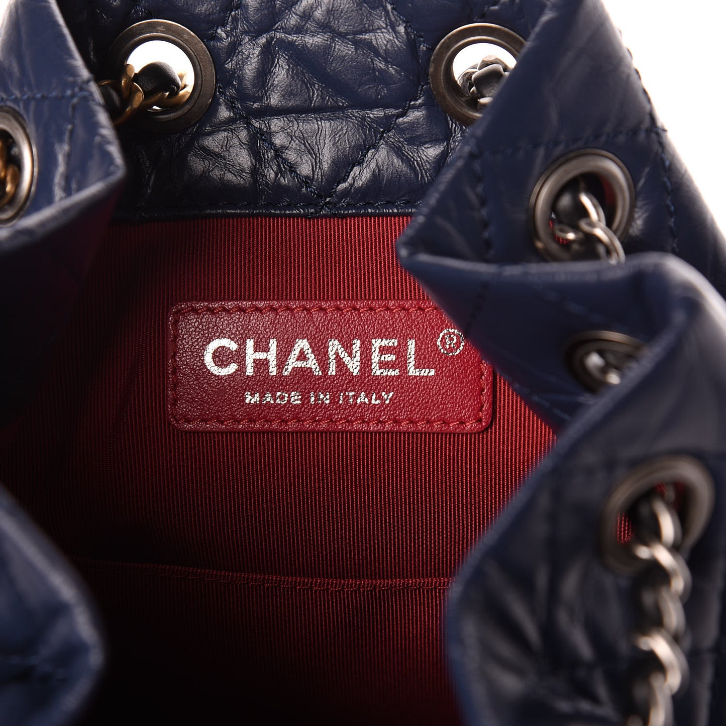 Aged Calfskin Quilted Small Gabrielle Backpack Blue Black