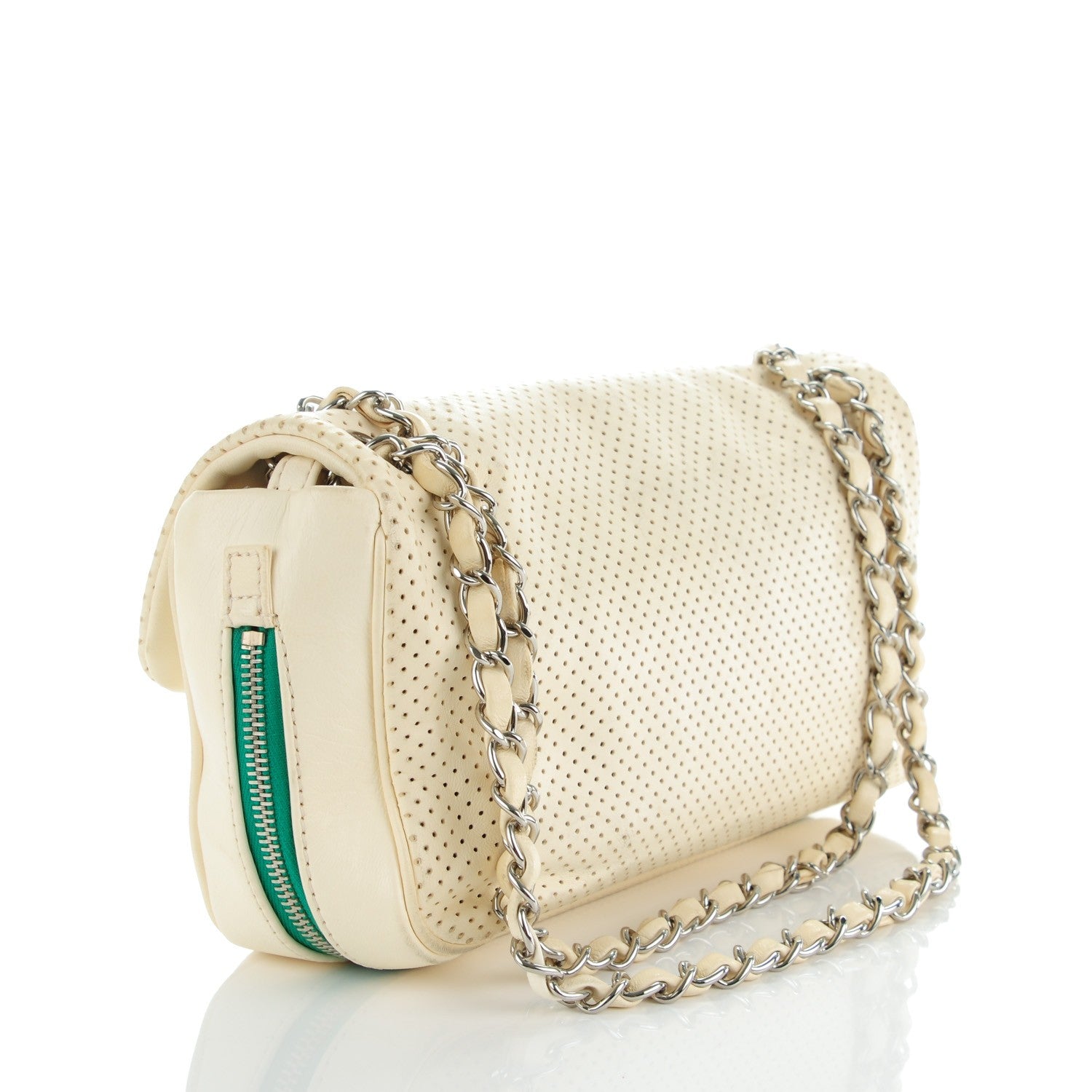 Chanel Lambskin Perforated Medium Baseball Spirit Flap Ivory 3 of 7
