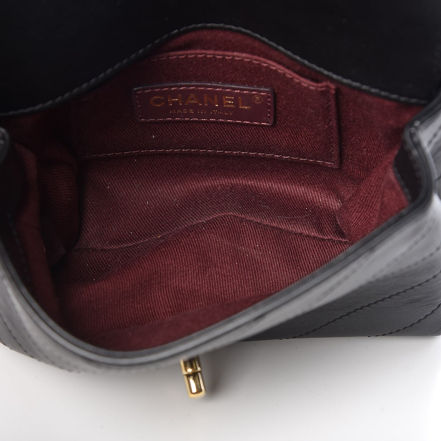 Calfskin Chevron Stitched Coco Waist Bag Black