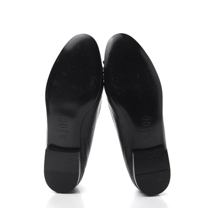 Chanel Lambskin Patent Cap Toe Ballerina Flats 37.5 Black 5 of 9