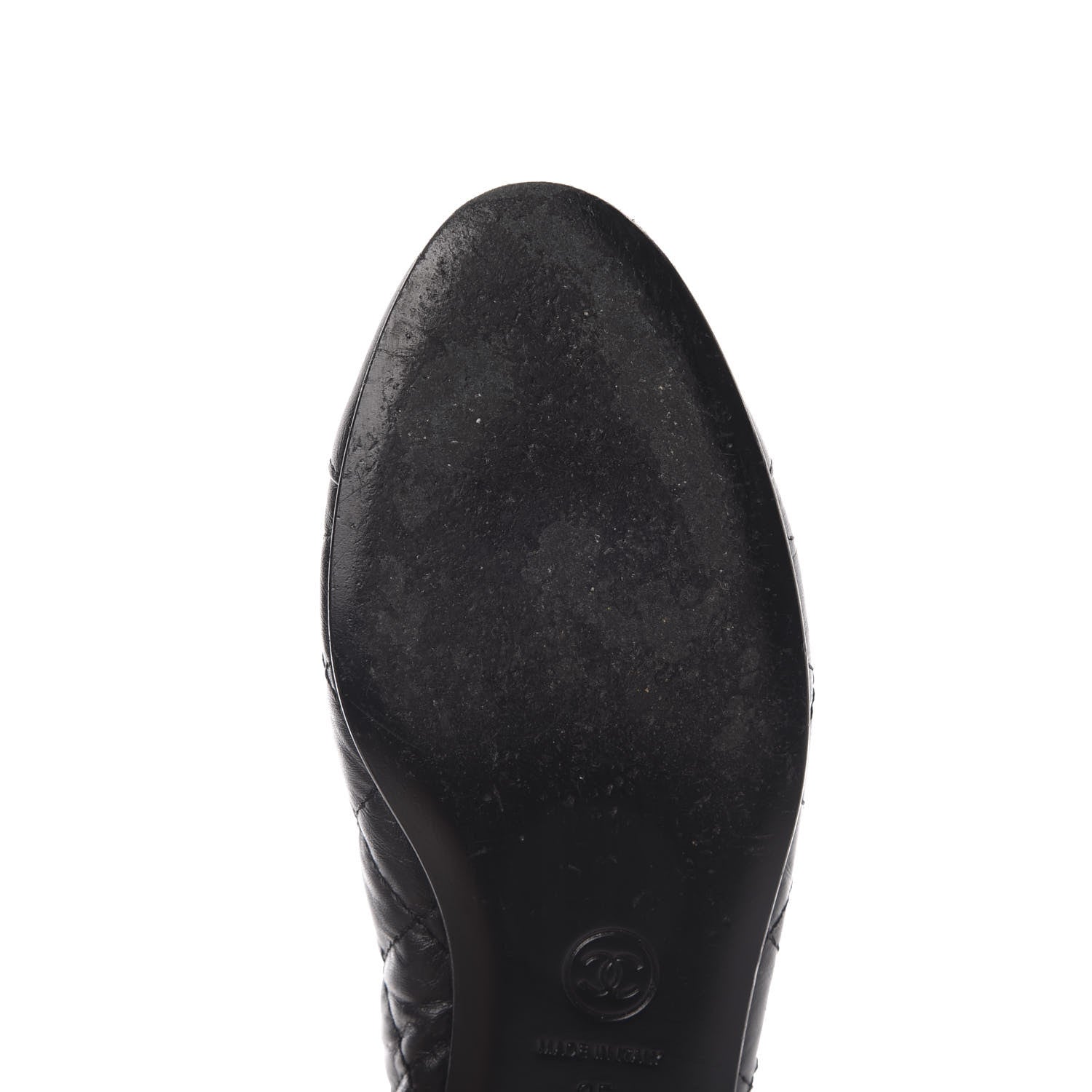 Chanel Aged Calfskin Quilted Cap Toe Ballerina Flats 35 Black 8 of 12