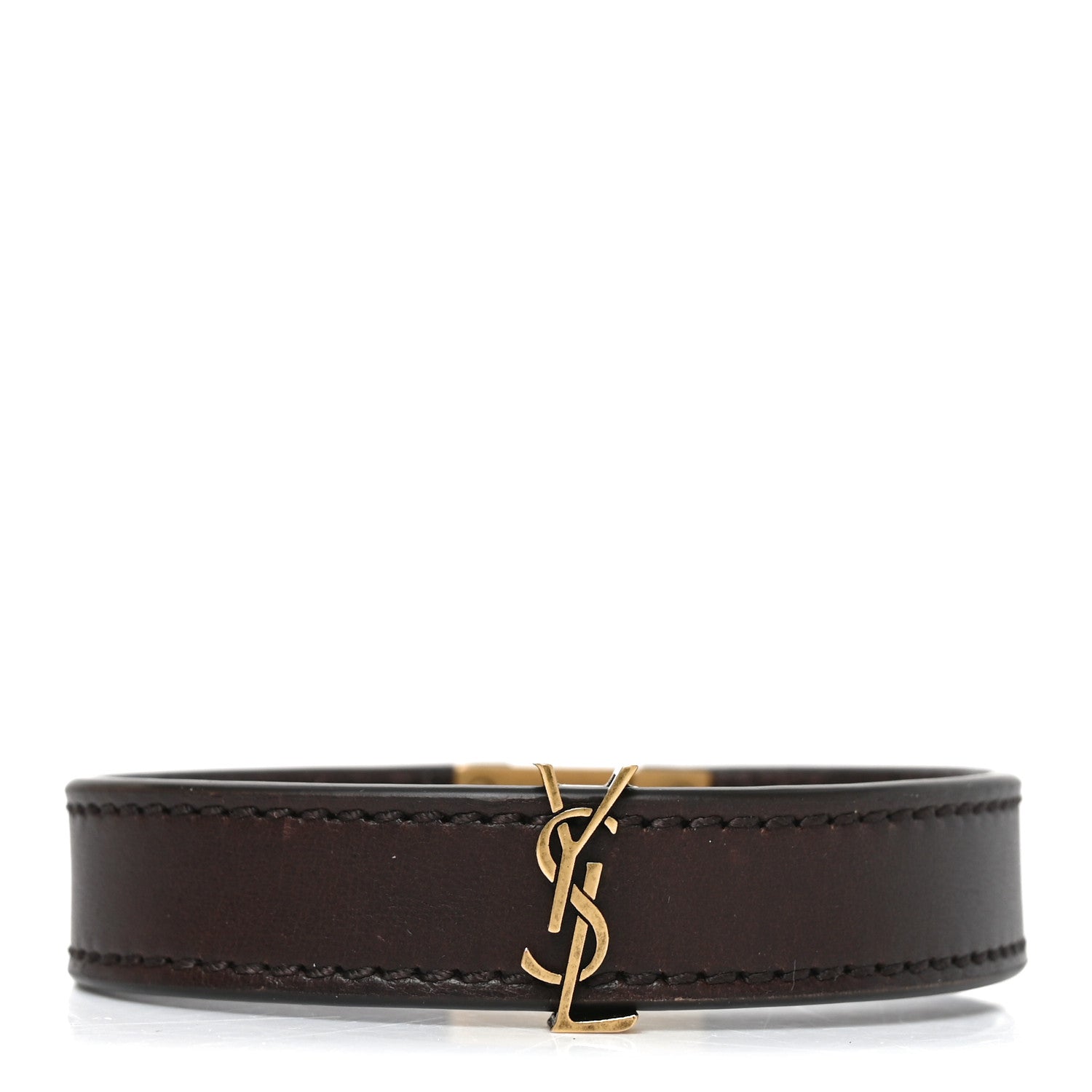 Saint Laurent Calfskin Cassandre Bracelet L Dark Brown Chocolate 1 of 5