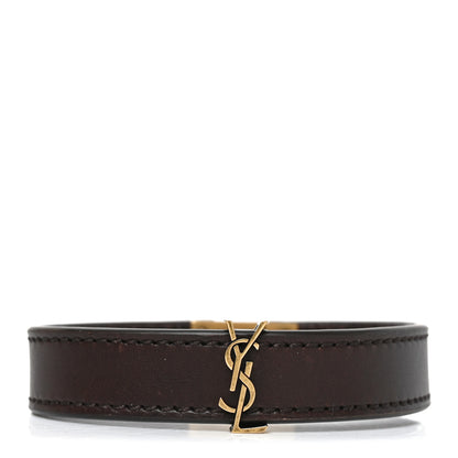 Saint Laurent Calfskin Cassandre Bracelet L Dark Brown Chocolate 1 of 5