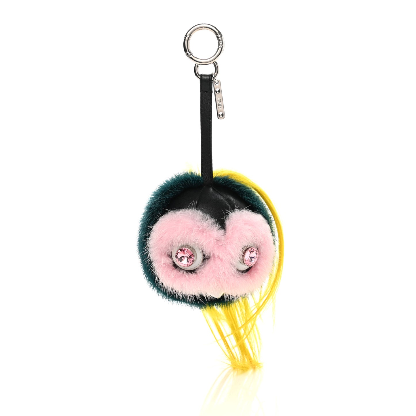 Mink Goat Fur QuTweet Jungle Bag Bug Charm Green Yellow Pink