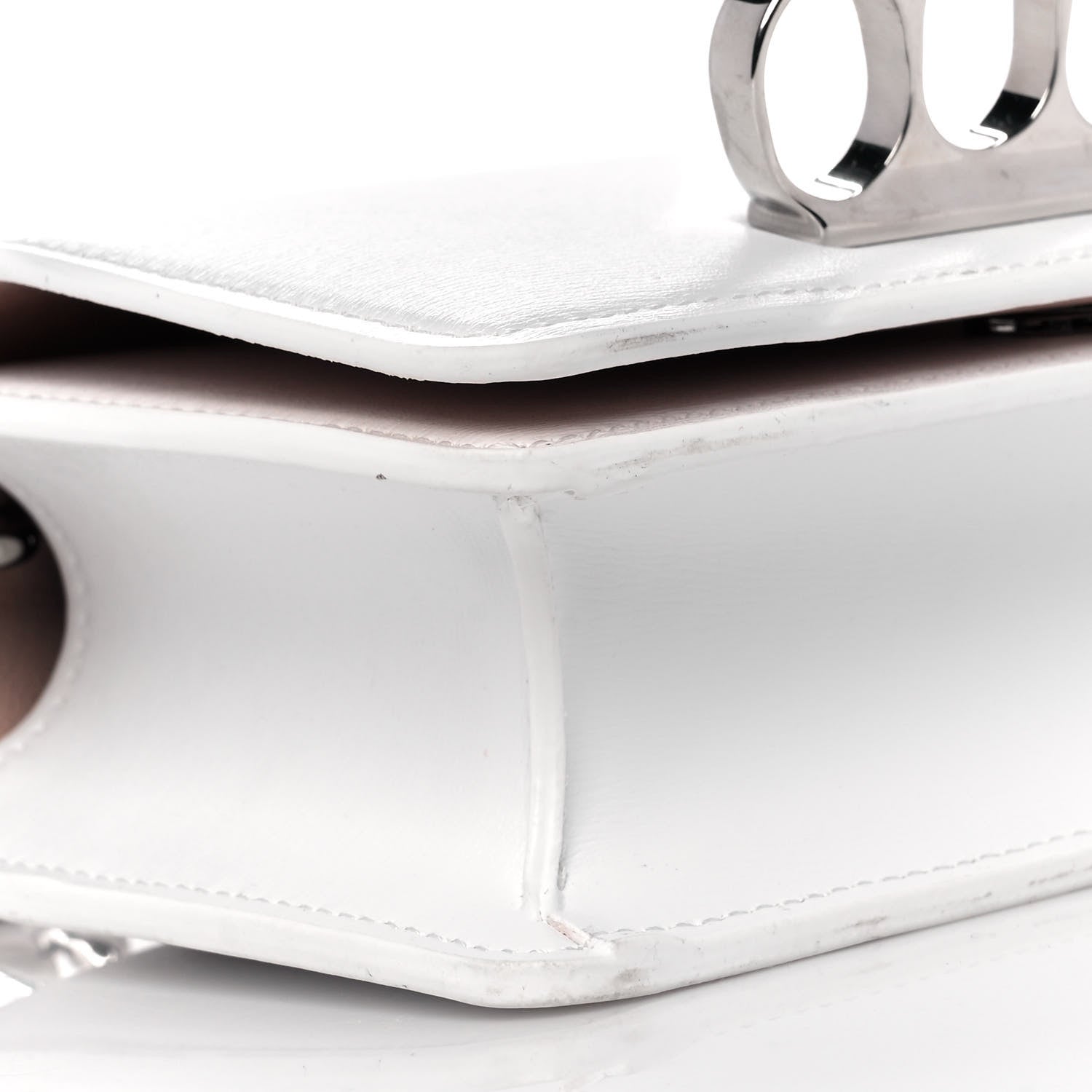 Alexander McQueen Smooth Calfskin Four Ring Knuckle Mini Chain Clutch White 7 of 8