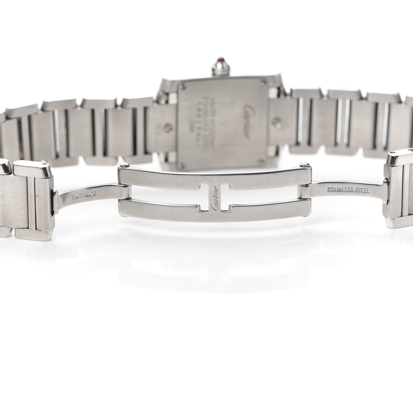 Stainless Steel 20mm Tank Francaise Quartz Watch Pink