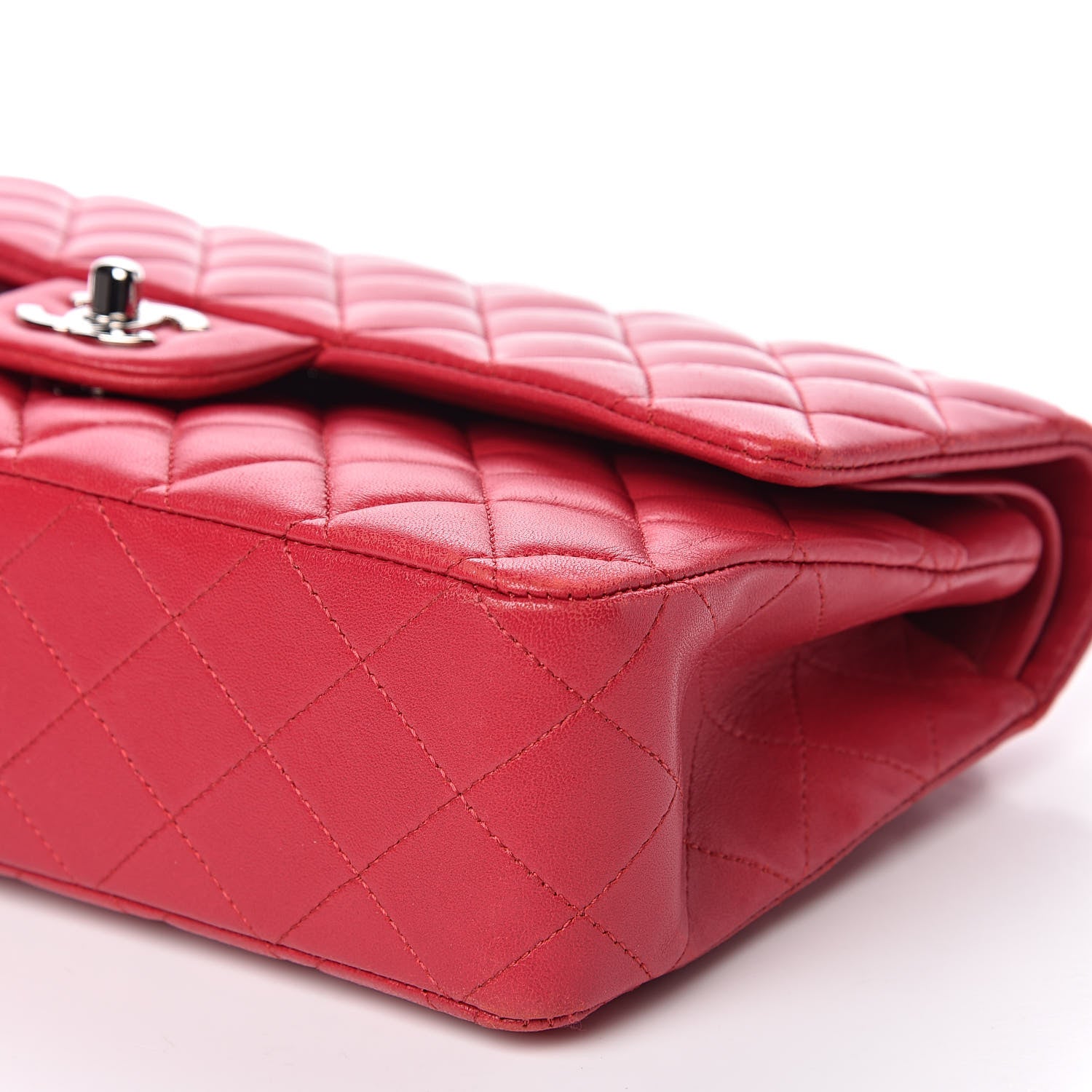 Chanel Lambskin Quilted Medium Double Flap Dark Pink 10 of 17