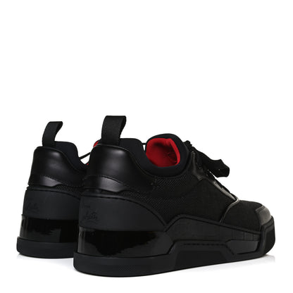 Christian Louboutin Calfskin Tisse Serre Patent Neoprene Aurelien Flat Sneakers 40 Black 4 of 13