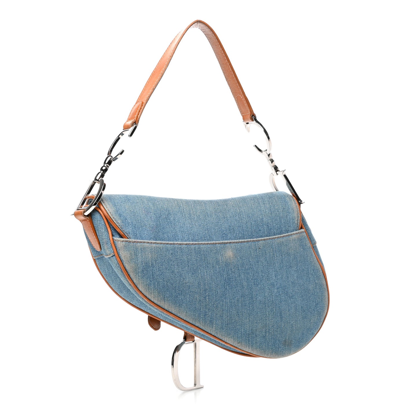 Denim Embroidered Saddle Bag Blue