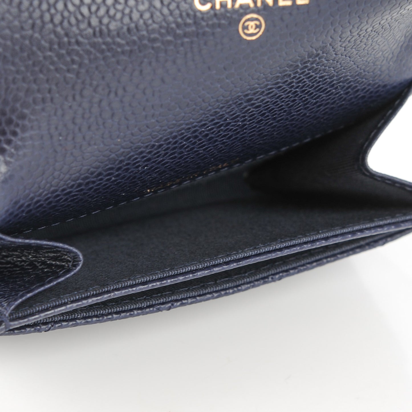 Caviar Quilted Card Holder Navy
