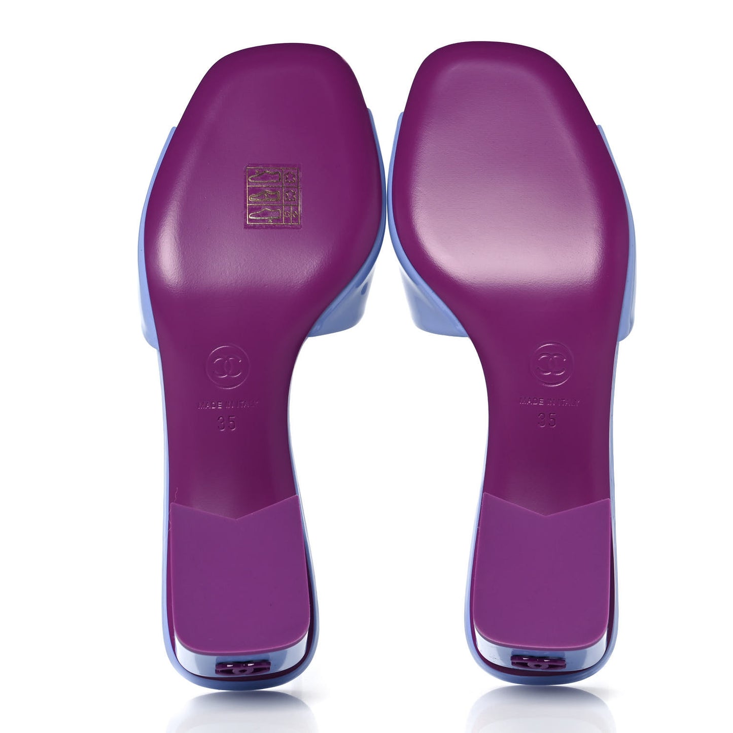 Patent Calfskin CC Mules 35 Light Purple Dark Purple