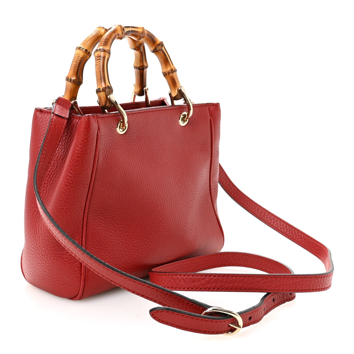 Calfskin Mini Bamboo Shopper Tote Red