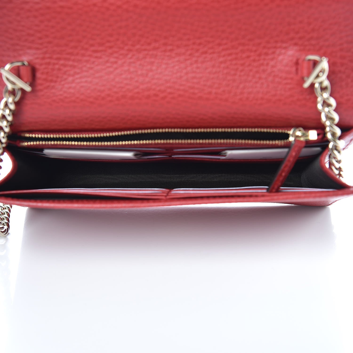 Gucci Dollar Calfskin Interlocking G Chain Wallet Red 5 of 9