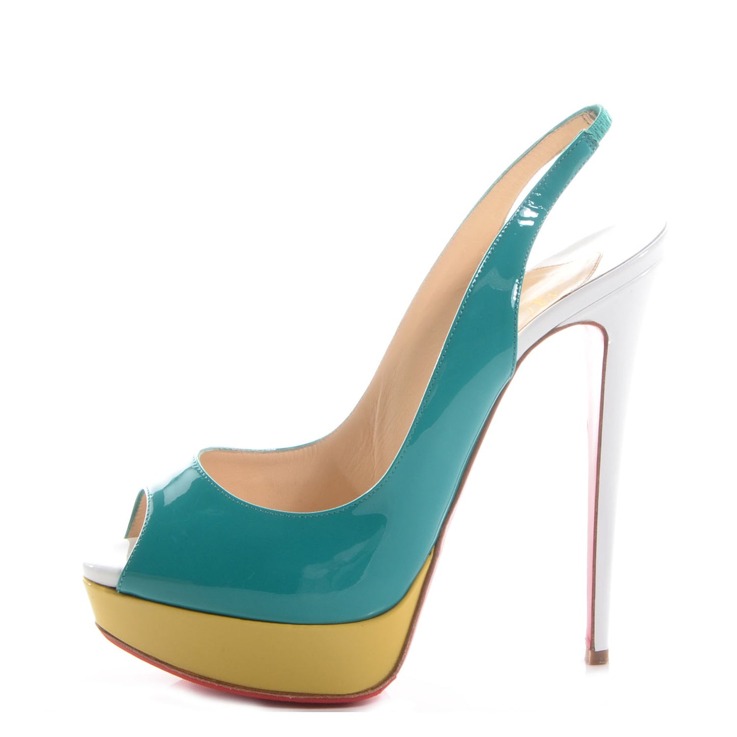 Patent Lady Peep Sling 150 Pumps 41 Caraibes Canari