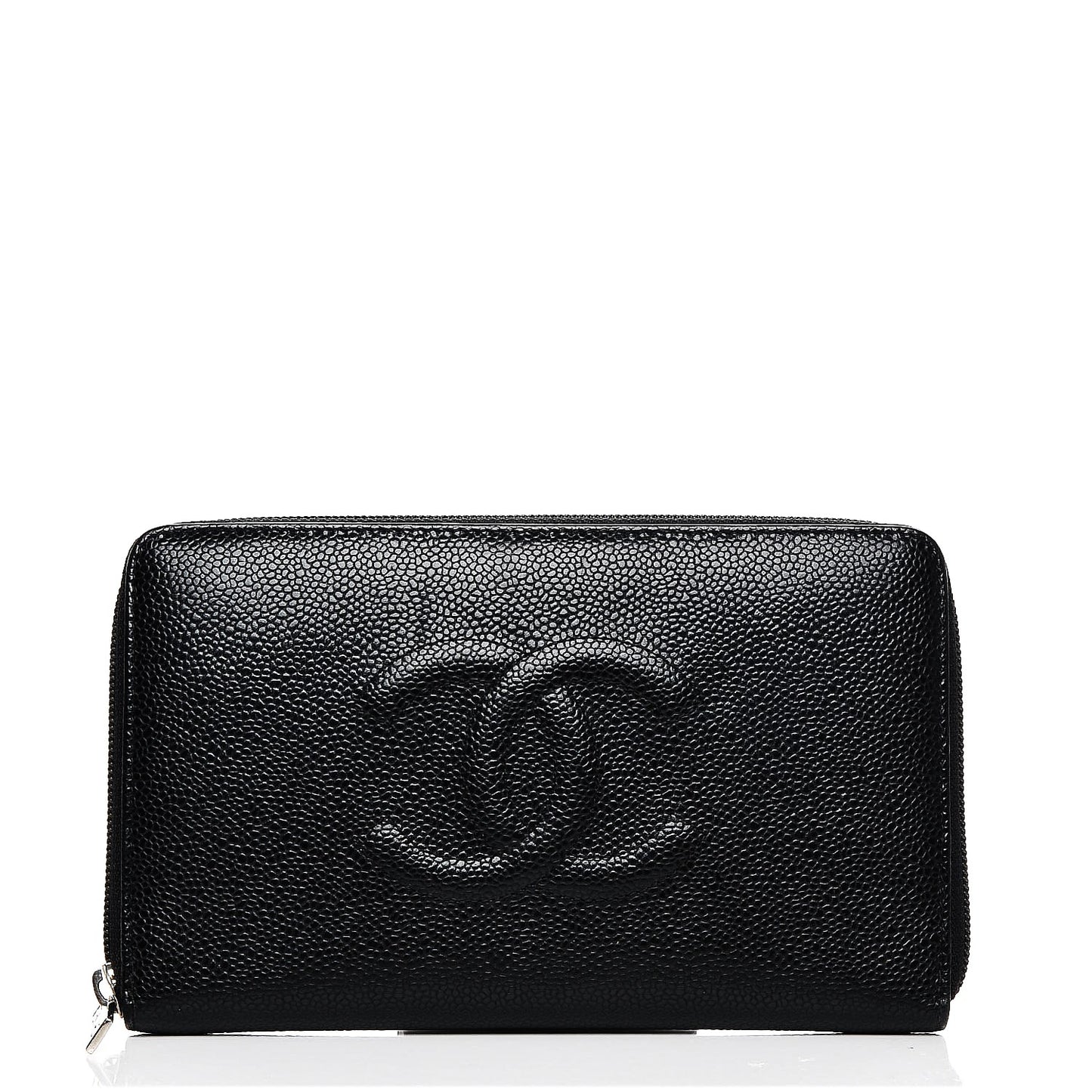 Caviar Large Timeless CC Zip Around Organizer Wallet Black