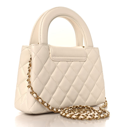 Chanel Shiny Aged Calfskin Quilted Nano Kelly Shopper White 2 of 10
