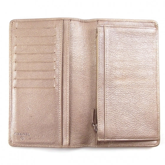 Leather Camelia Flap Wallet