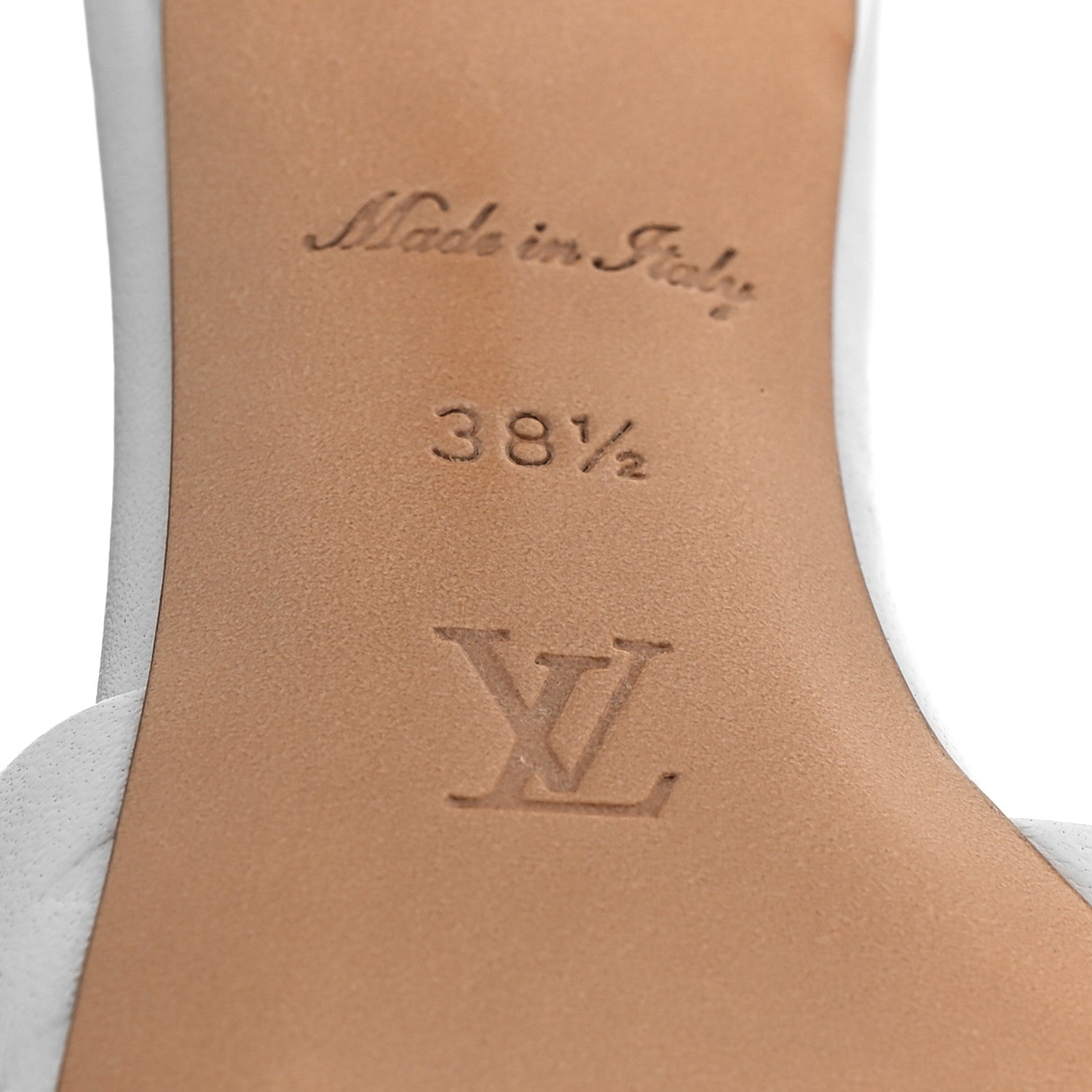 Louis Vuitton Lambskin Embossed Monogram Revival Mid Heel Mules 38.5 White 7 of 9
