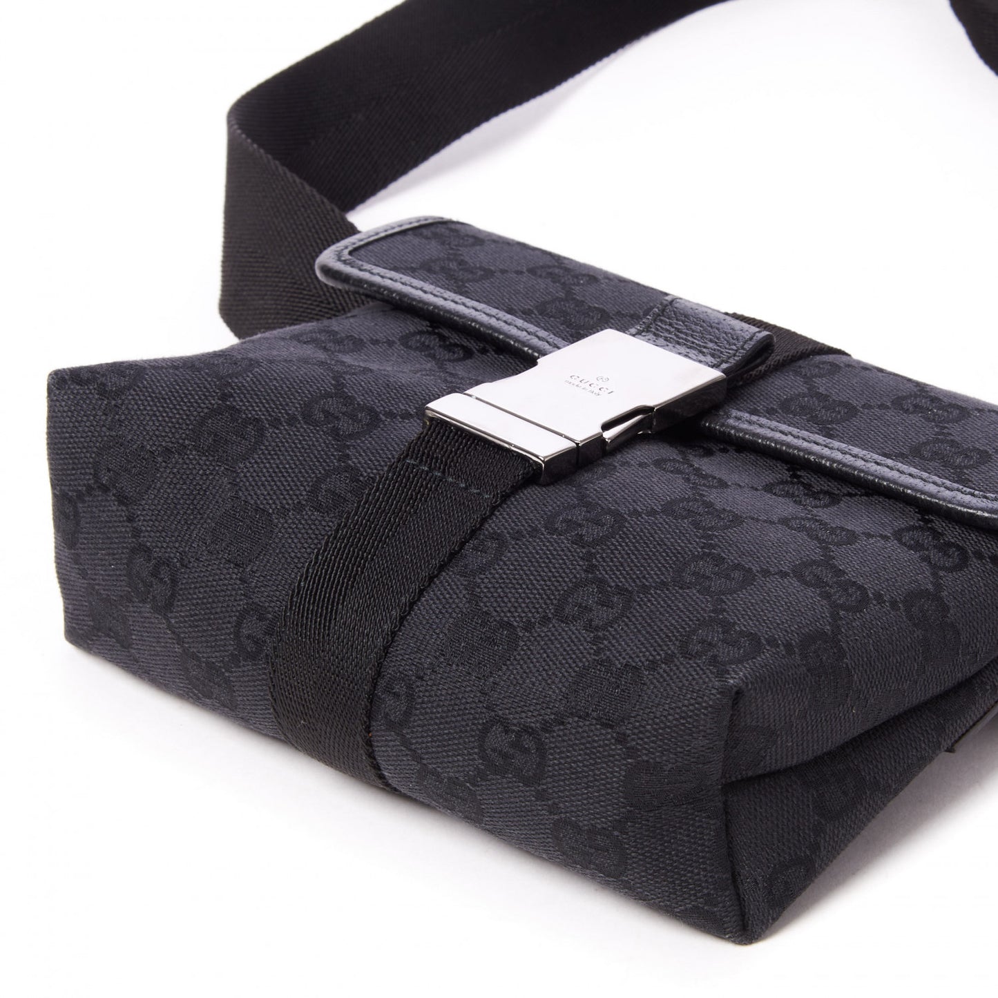 GG Monogram Web Buckle Belt Bag Black