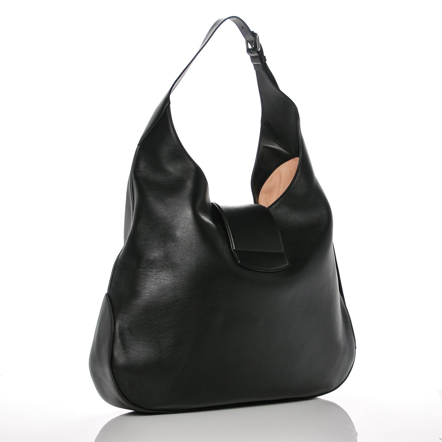 Calfskin Dog Embroidered Extra Large Dionysus Hobo Black