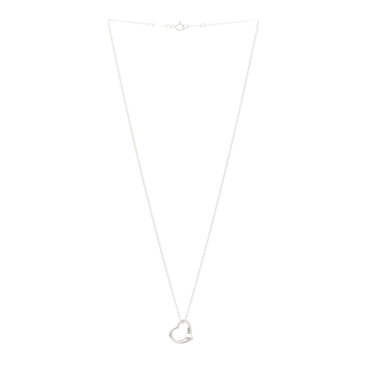Sterling Silver 16mm Elsa Peretti Open Heart Pendant Necklace