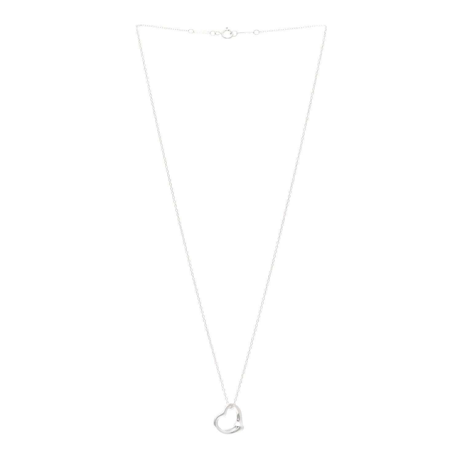 Tiffany Sterling Silver 16mm Elsa Peretti Open Heart Pendant Necklace 3 of 4