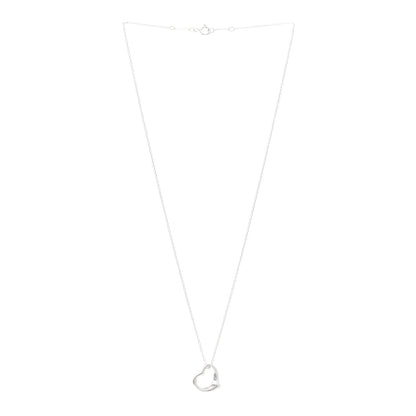 Tiffany Sterling Silver 16mm Elsa Peretti Open Heart Pendant Necklace 3 of 4