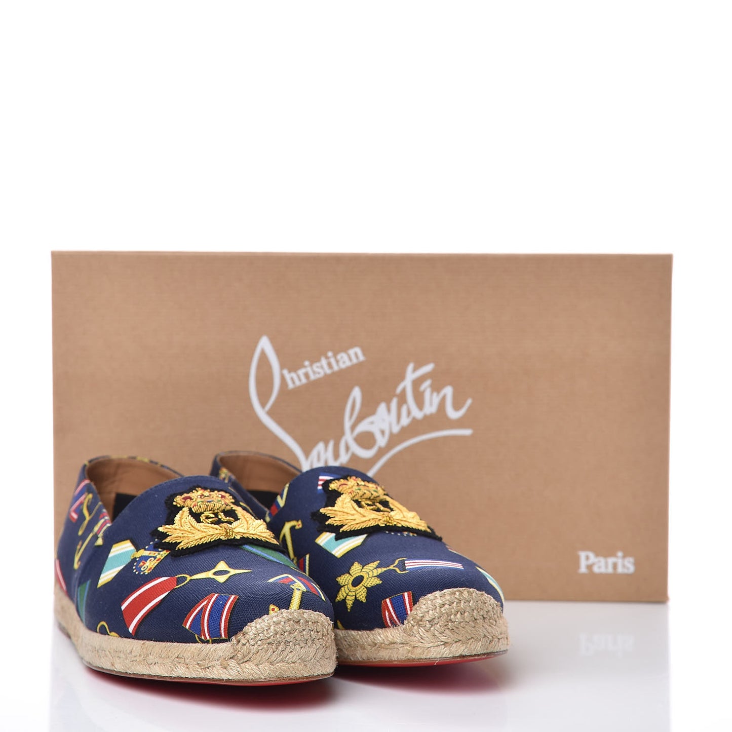 Tissu Mens Papi Hugo Medailles Flat Espadrille 42 Navy Gold