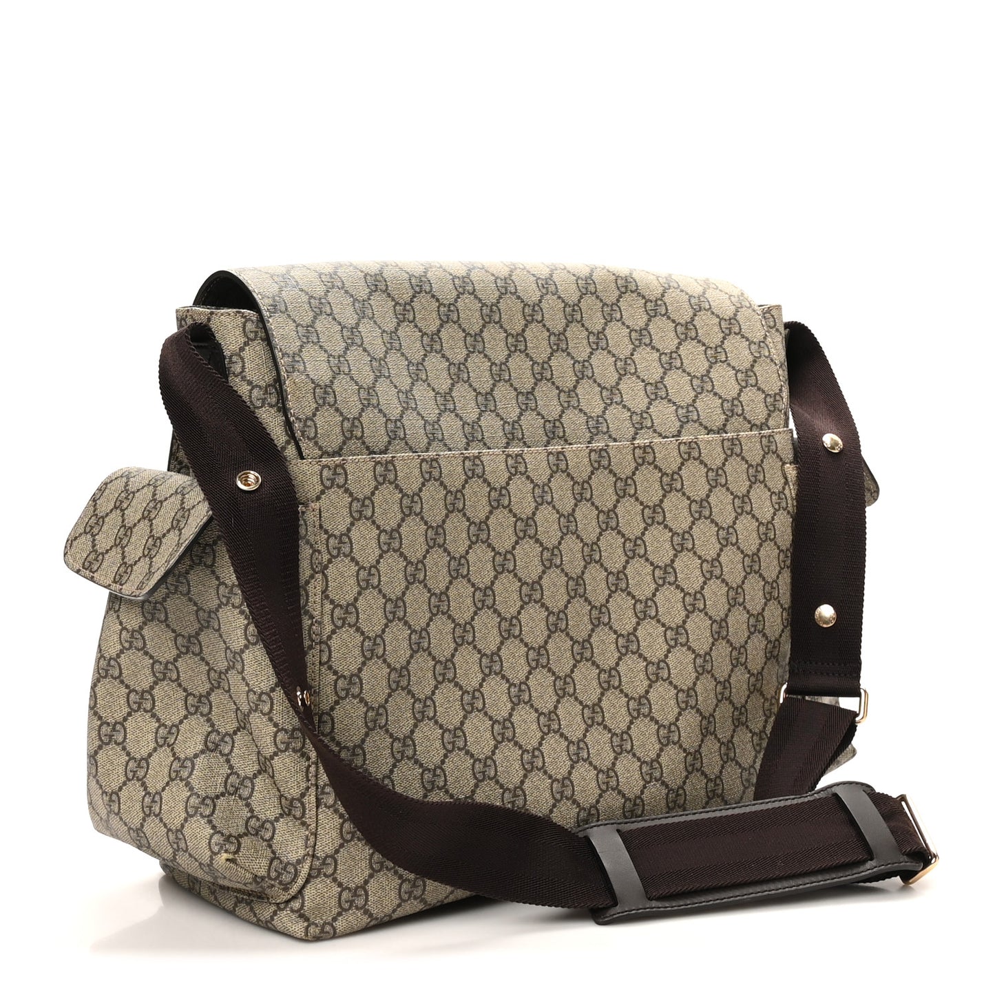 GG Plus Monogram Messenger Diaper Bag Dark Brown