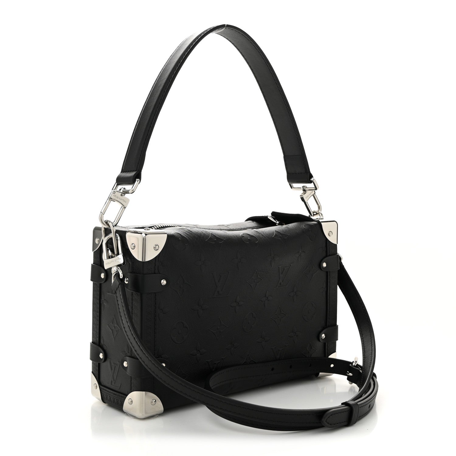 Louis Vuitton Calfskin Debossed Monogram Side Trunk Black 3 of 9