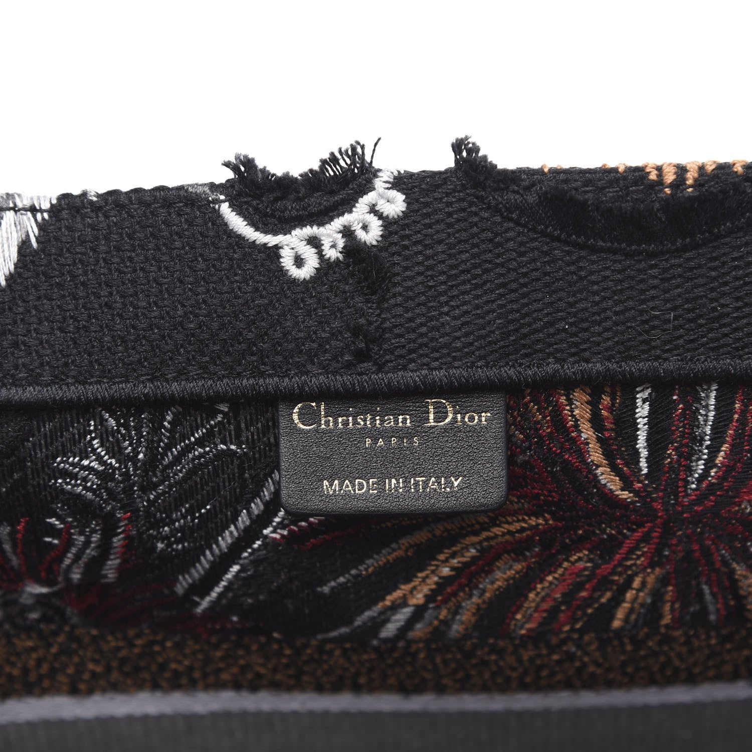 Christian Dior Canvas Embroidered Medium Camouflage Flowers Book Tote Black Multicolor 6 of 11