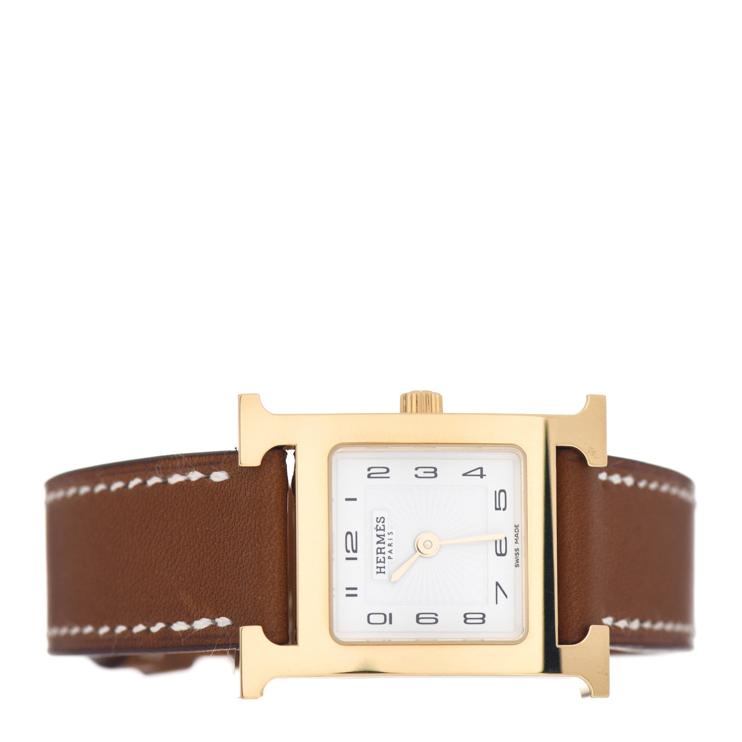 Hermes Stainless Steel Barenia 21mm Heure H Hour Quartz Watch Fauve 2 of 5