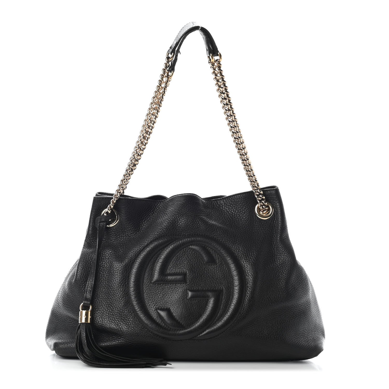 Gucci Pebbled Calfskin Medium Soho Chain Shoulder Bag Black 1 of 10