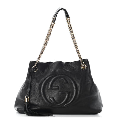 Gucci Pebbled Calfskin Medium Soho Chain Shoulder Bag Black 1 of 10