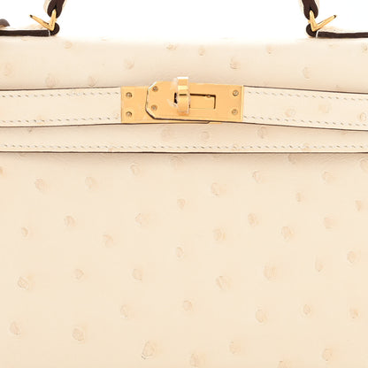 Hermes Ostrich Kelly Sellier Mini 20 Nata 8 of 11