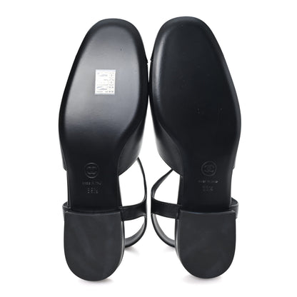 Chanel Lambskin Patent Cap Toe Crystal Enamel CC Mary Jane Slingback Flats 39.5 Black 6 of 10