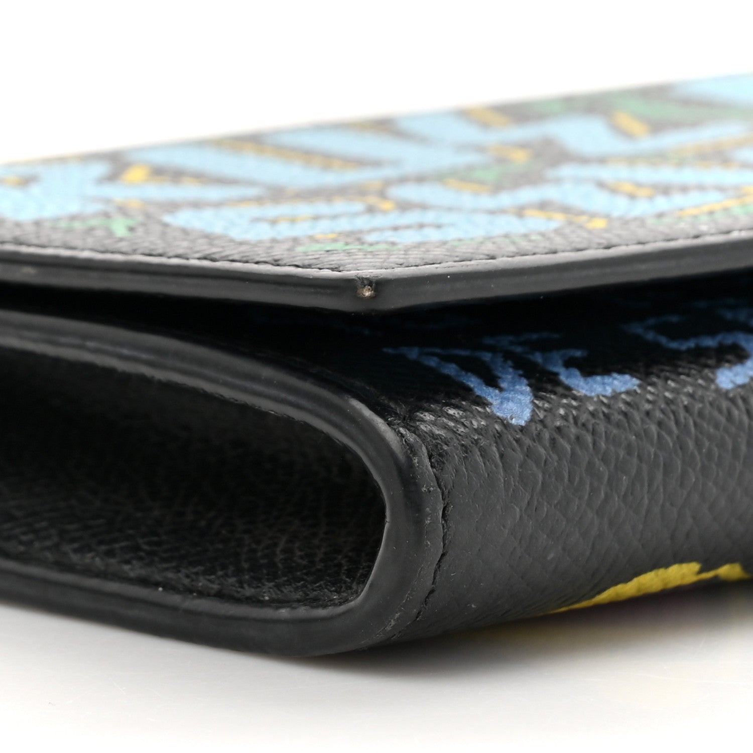 Balenciaga Signature Grained Calfskin Graffiti BB Chain Wallet Black Multicolor 11 of 14