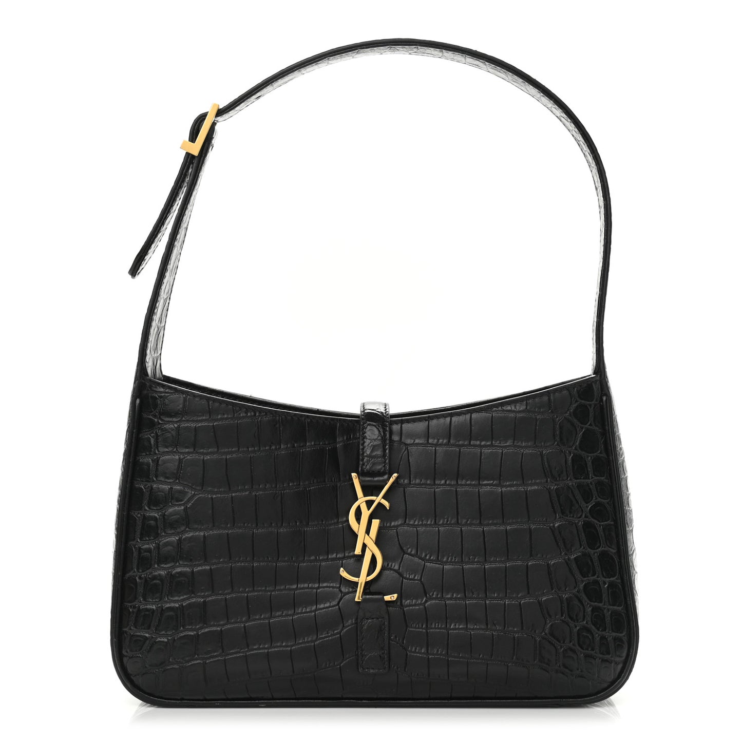 Calfskin Crocodile Embossed Le 5 A 7 Hobo Black