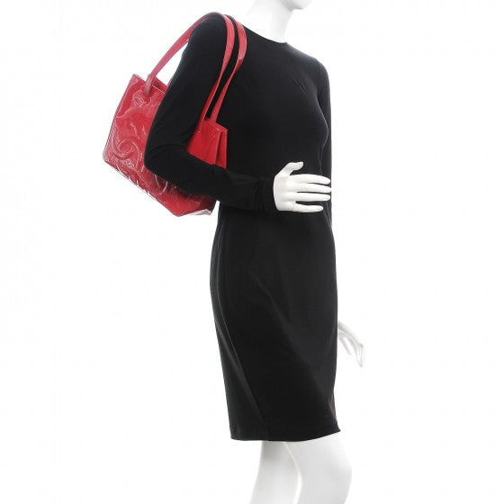 Chanel Patent CC Logo Tote Dark Pink 2 of 15