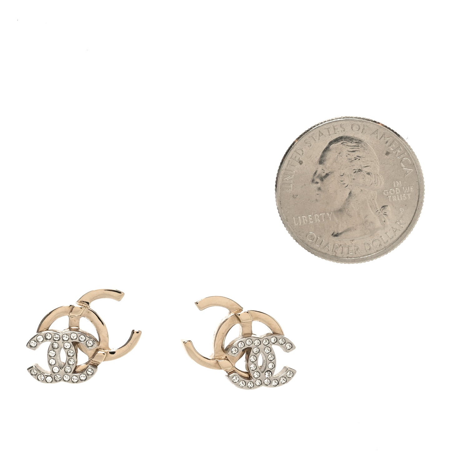 Crystal Double CC Earrings Gold Silver