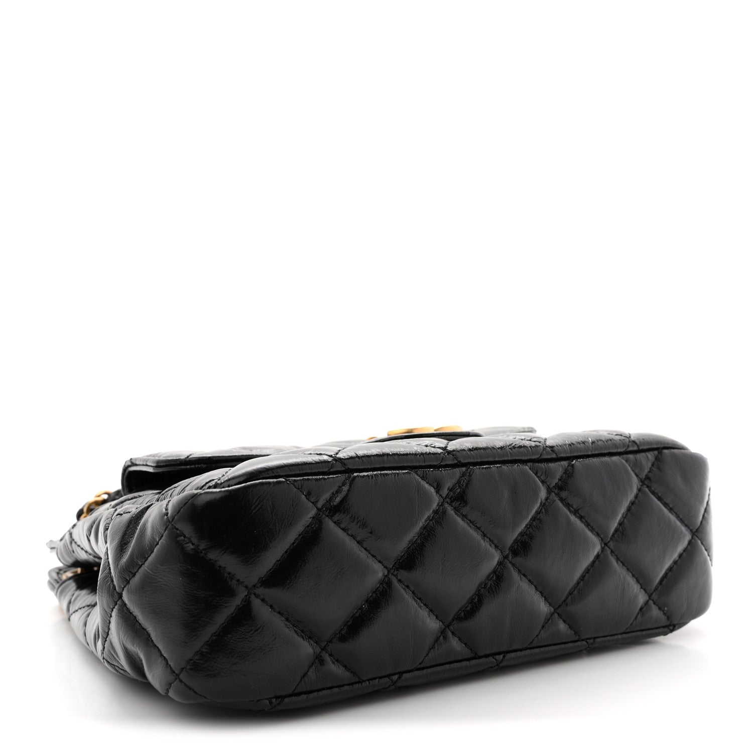 Chanel Shiny Crumpled Calfskin Quilted Small Wavy CC Hobo Black 4 of 11