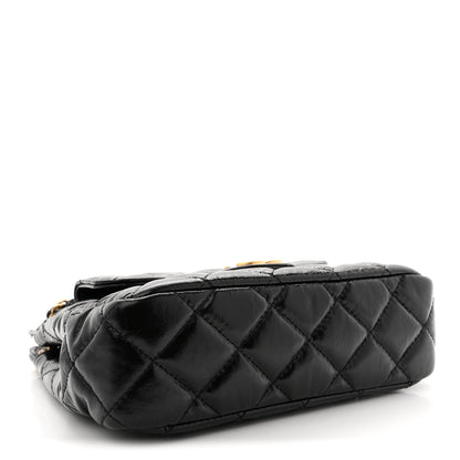Chanel Shiny Crumpled Calfskin Quilted Small Wavy CC Hobo Black 4 of 11