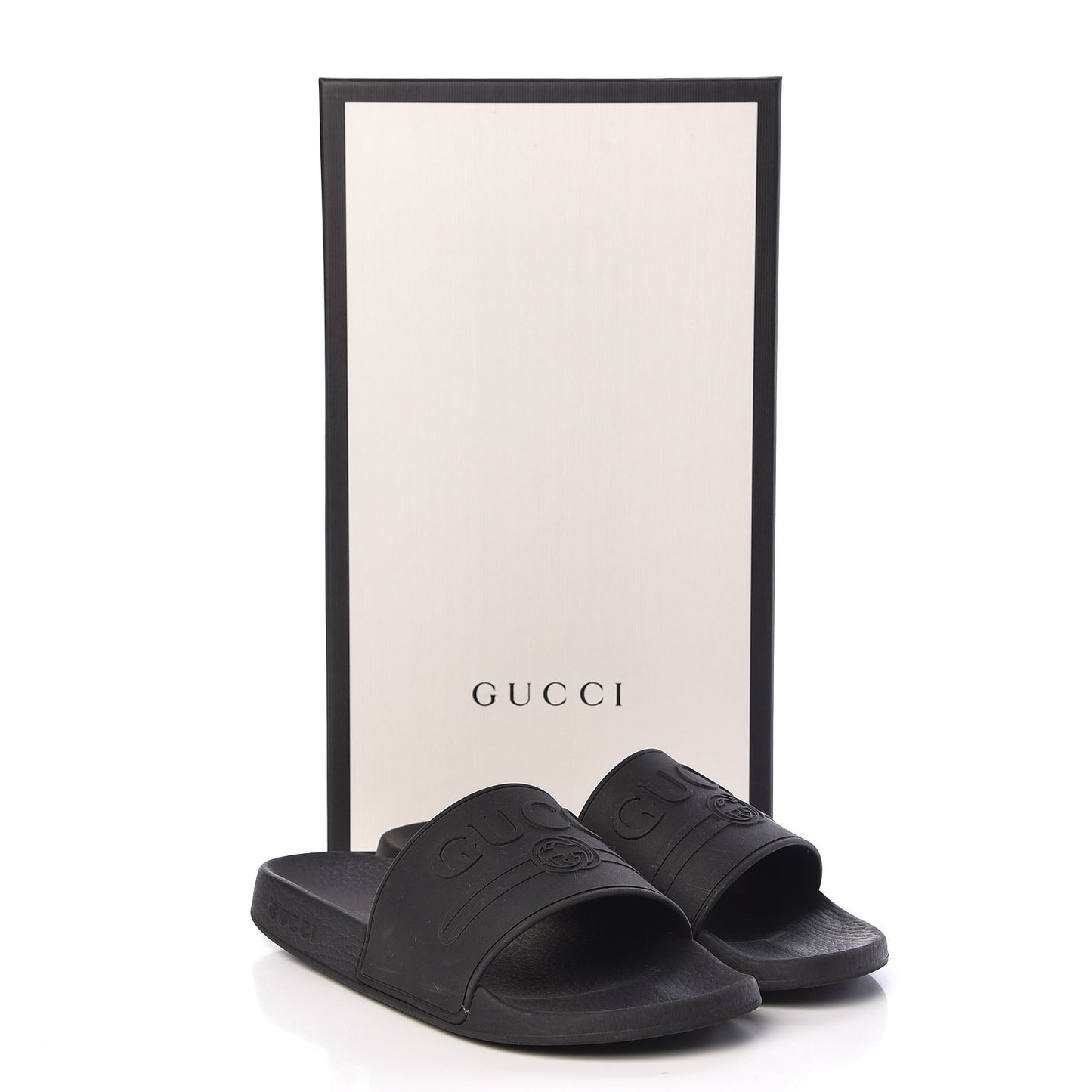 Rubber Logo Stamped Mens Slide Sandals 7 Black