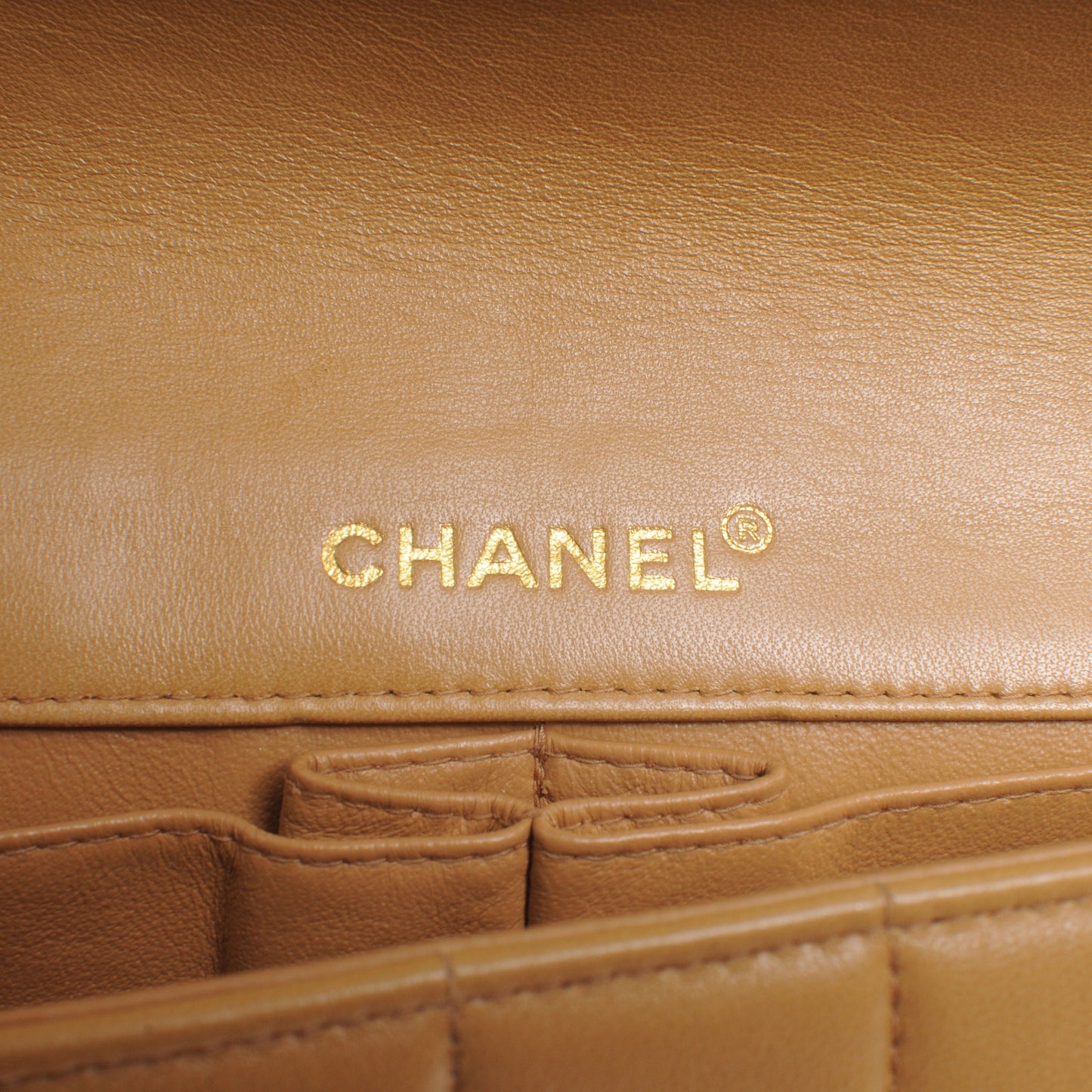 Lambskin East West Chocolate Bar Flap Beige