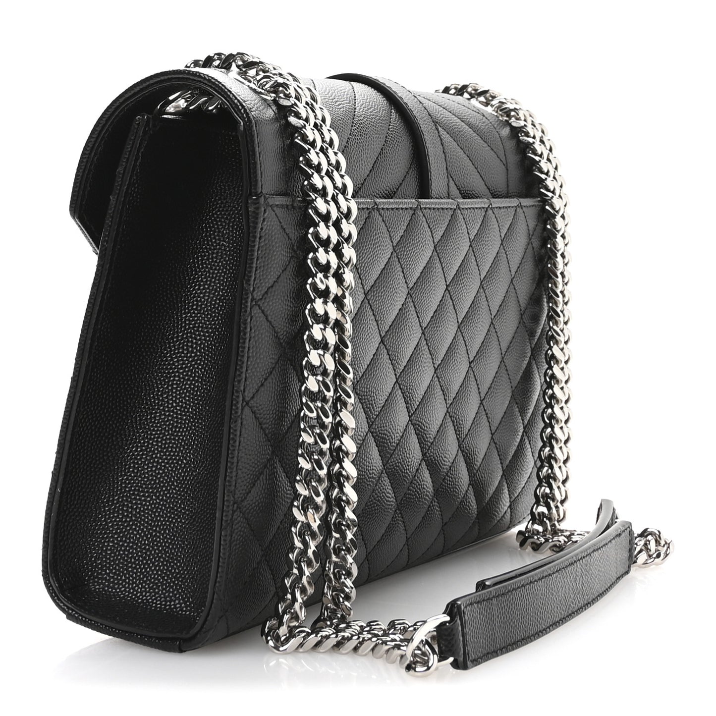 Grain De Poudre Textured Mixed Matelasse Triquilt Medium Monogram Satchel Black