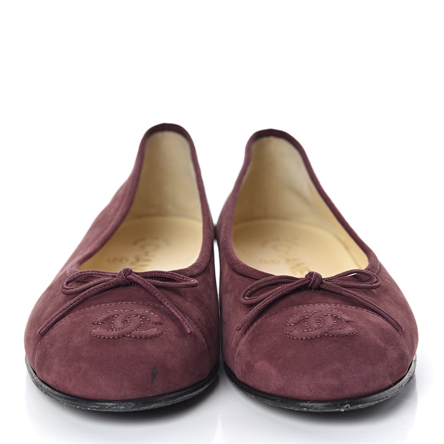 Suede Bull Cap Toe CC Ballerina Flats 37.5 Burgundy
