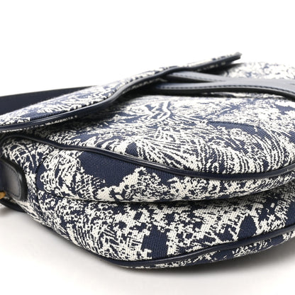 Christian Dior Canvas Reverse Embroidered Toile De Jouy Saddle Bag Blue 9 of 10