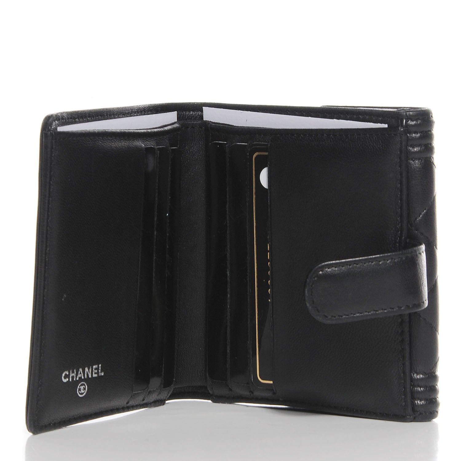 Chanel Lambskin Quilted Compact Boy Wallet Black 5 of 9