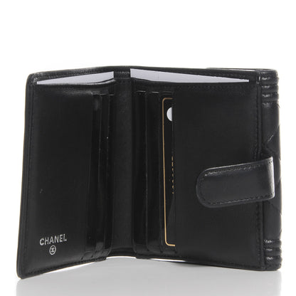 Chanel Lambskin Quilted Compact Boy Wallet Black 5 of 9