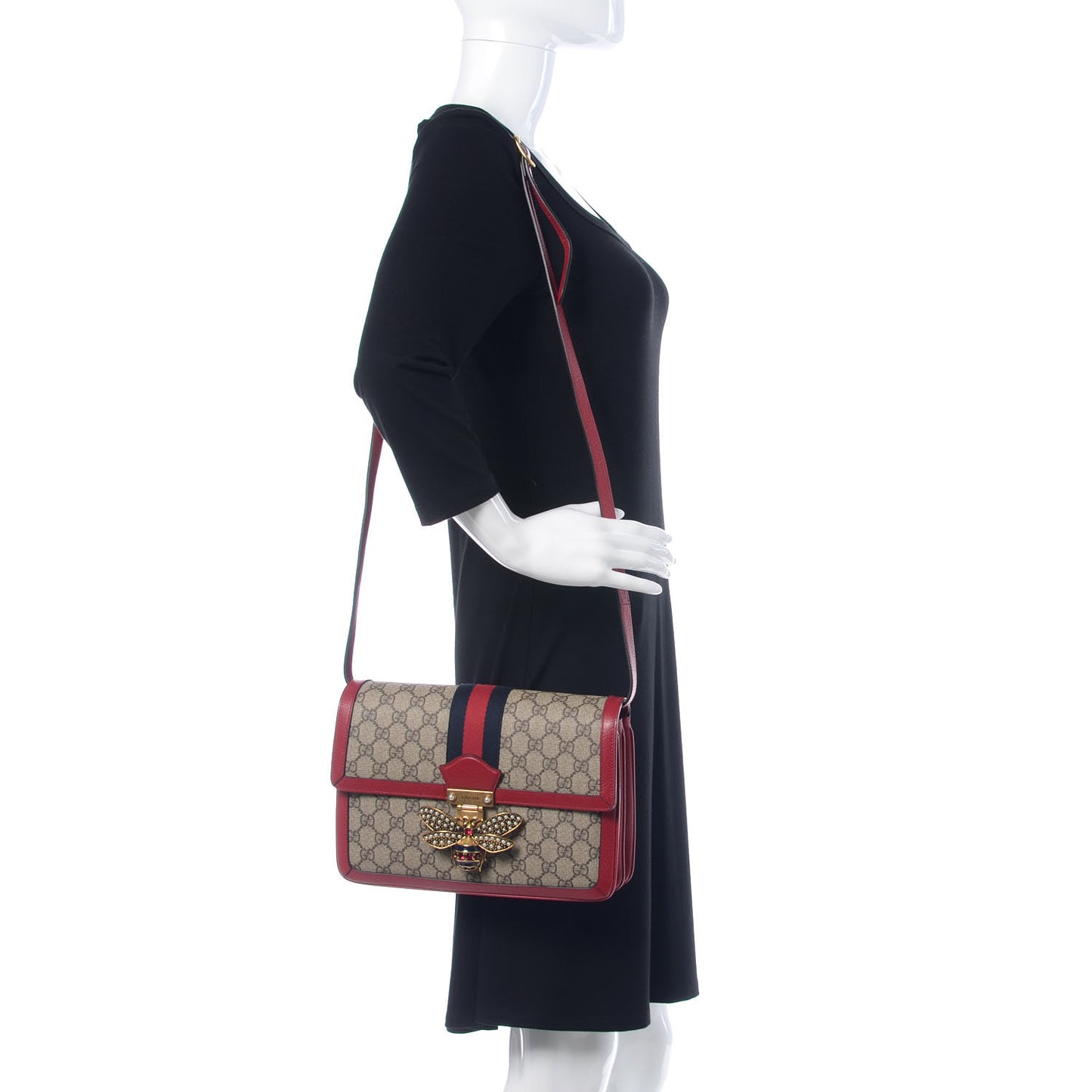 GG Supreme Monogram Medium Queen Margaret Shoulder Bag Red